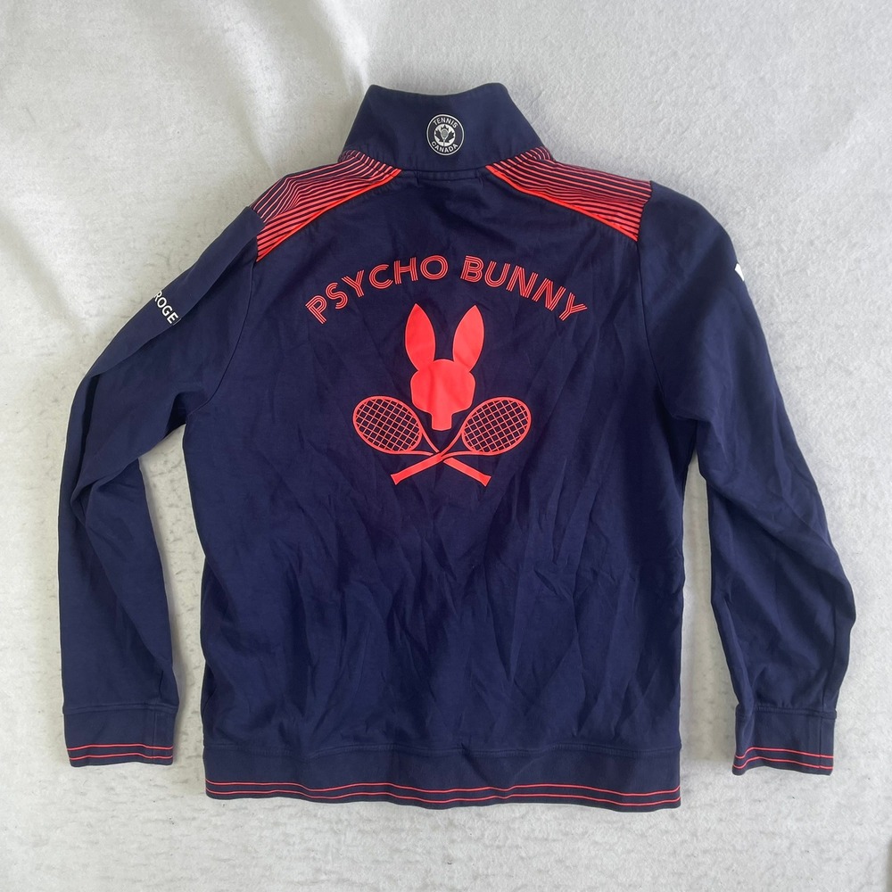 Psycho Bunny Track Jacket Mens Large Navy Tennis Rogers Banque Nationale Zip Up